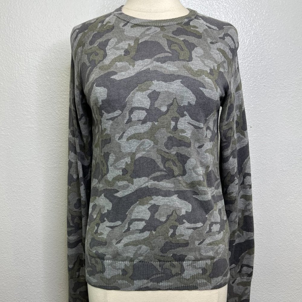 MONROW Gray Long Sleeve Camo Sweater Cotton blend Size S